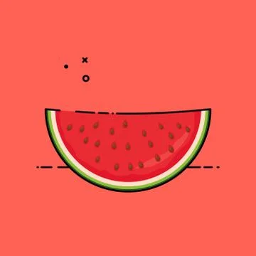 Watermelon slice isolated in pink background. Illustrazione stock