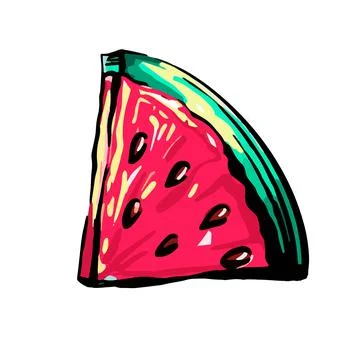 Watermelon slice isolated on a white background Illustrazione stock