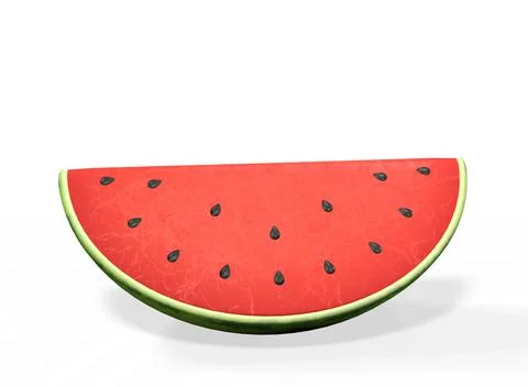 Watermelon slice isolated on a white background 3d-rendering イラスト素材