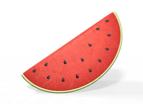 Watermelon slice isolated on a white background 3d-rendering イラスト素材