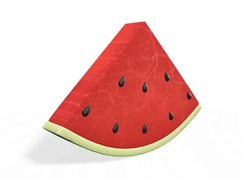 Watermelon slice isolated on a white background 3d-rendering Illustrazione stock