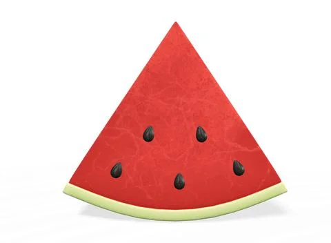 Watermelon slice isolated on a white background 3d-rendering Illustrazione stock