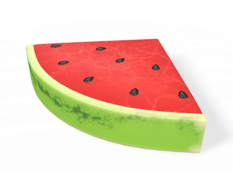 Watermelon slice isolated on a white background 3d-rendering イラスト素材