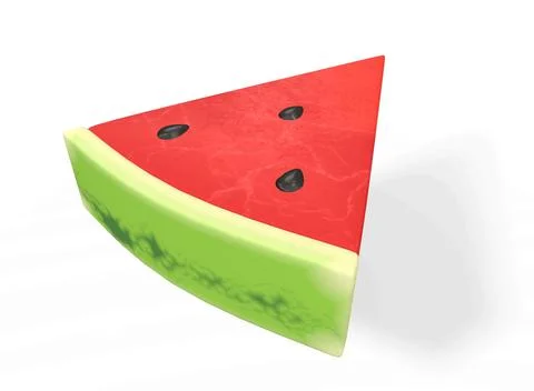 Watermelon slice isolated on a white background 3d-rendering Illustrazione stock