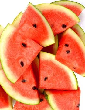 Watermelon slice isolated on white background Stock Photos