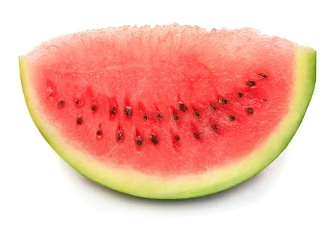 Watermelon slice isolated on a white background. Creative summer concept. T.. Stock Photos