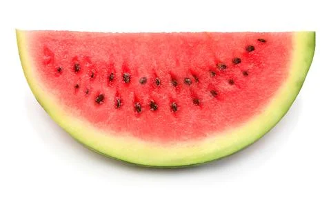 Watermelon slice isolated on a white background. Creative summer concept. T.. Stock Photos