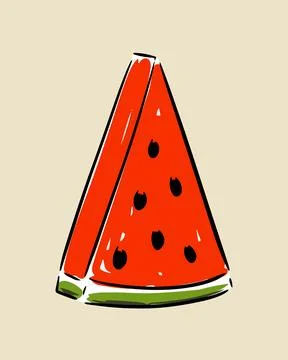 Watermelon slice on a light background Illustrazione stock