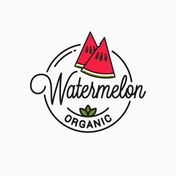 Watermelon slice logo. Round linear of watermelon Stock Illustration