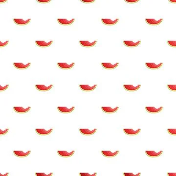 Watermelon slice pattern with bites on white background Stock Illustration