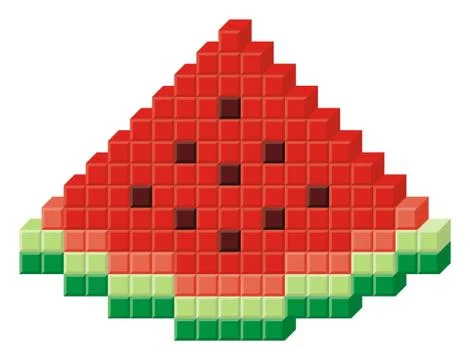 Watermelon slice pixel art icon. Stock Illustration