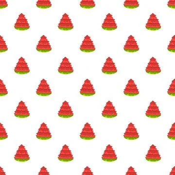 Watermelon slice repeating seamless red green pattern background Stock Illustration