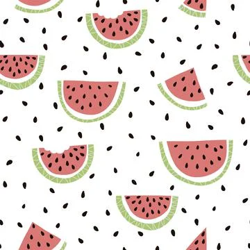 Watermelon slice seamless pattern. Summer fruit print for wallpaper or fabric Stock Illustration