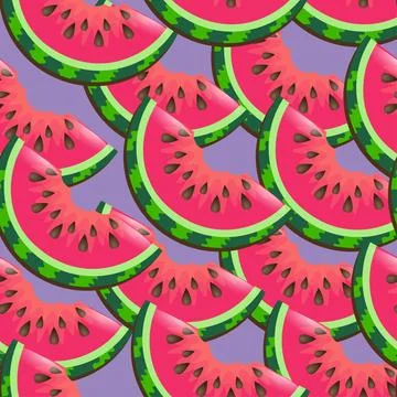 Watermelon slice seamless pattern on very peri background for wrapping Stock Illustration