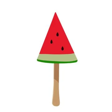 Watermelon slice on stick hand drawn sketch isolated on white background. Cute Stock Illustration