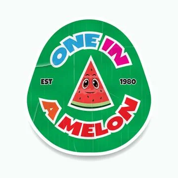 Watermelon slice summer fruit realistic label and sticker Stock Illustration