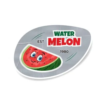 Watermelon slice summer fruit realistic label and sticker Stock Illustration