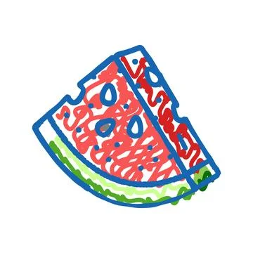 Watermelon slice triangular icon doodle illustration Stockillustratie