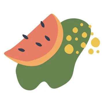 Watermelon slice vector composition. Fruit slices, summer treat. Concept and 스톡 일러스트