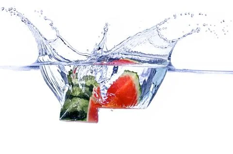 Watermelon Slice in Water Stock Photos