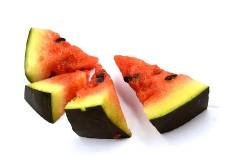 Watermelon slice on white background Stock Photos
