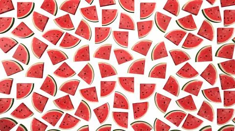 Watermelon slice on white background. Summer color. 3d-rendering Stock-Illustration