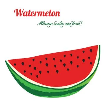 Watermelon slice on white Stock Illustration
