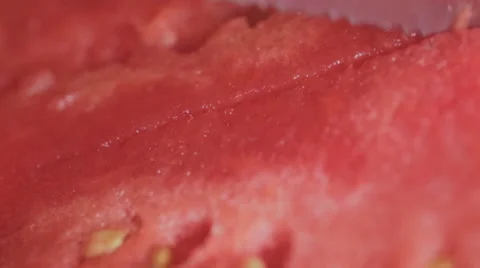 Watermelon Sliced Knife Slowmo Closeup 3 Video stock 65712942