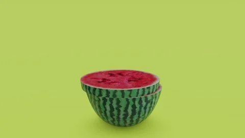 Watermelon slices 3d animation Video stock 303638248