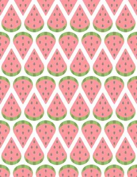 Watermelon slices arranged in a geometric pattern, seamless vector pattern. Stock Illustration