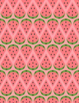 Watermelon slices arranged in a pattern, alternating up and down, pattern. Stock Illustration