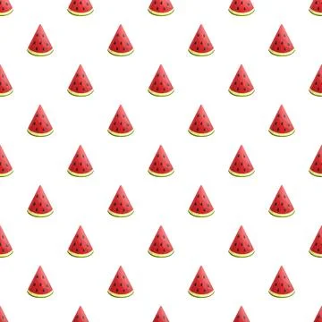 Watermelon slices creating seamless fruit pattern background Stock Illustration