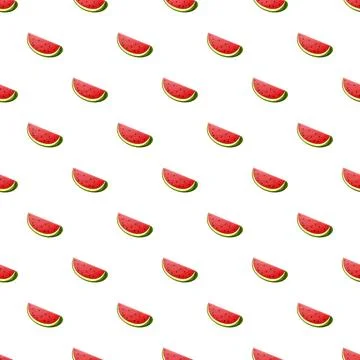Watermelon slices creating seamless fruit pattern design Stock Illustration