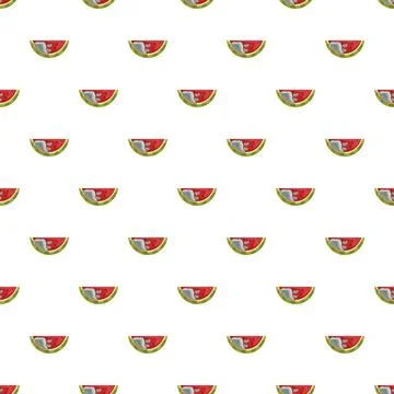 Watermelon slices creating seamless fruit pattern background Illustrazione stock