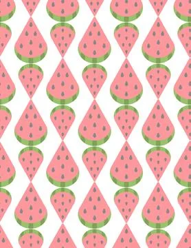 Watermelon slices of different sizes arranged in a geometric pattern. Stock Illustration