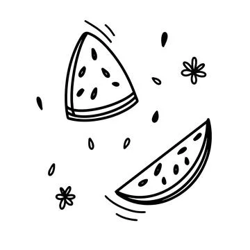 Watermelon slices, doodle Stock Illustration