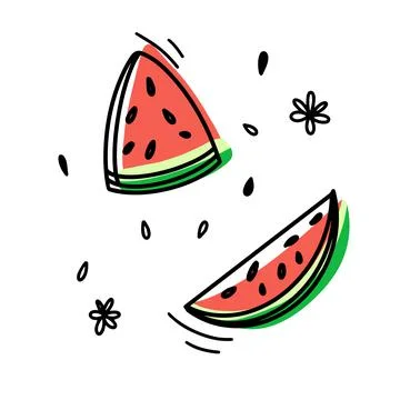 Watermelon slices, doodle Stock Illustration