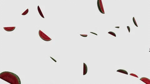 Watermelon slices exploding over alpha channel. Watermelon pieces explosion Video stock 239124954
