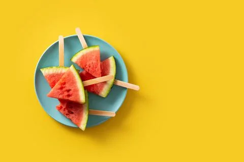 Watermelon slices popsicles Stock Photos