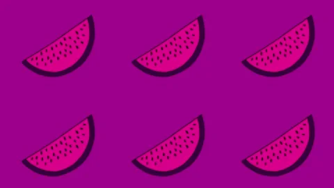 Watermelon slices rotating on changing color background Stock Footage 146970577