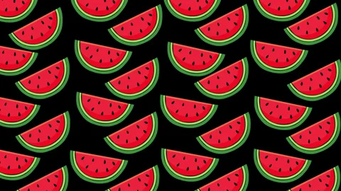 Watermelon Slices Seamless Pattern Motion Graphics Background Red Fruit on B Stock Footage 347771450