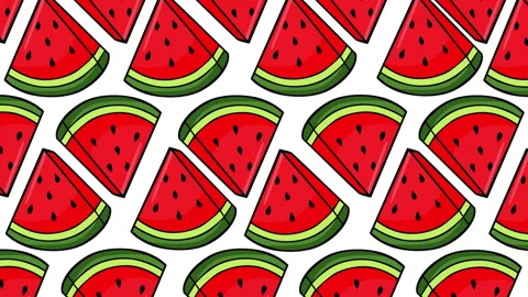 Watermelon Slices Seamless Pattern Motion Graphics Background Cute Summer Fr Stock Footage 347771616