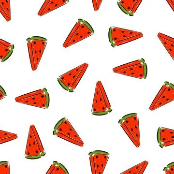 Watermelon slices seamless pattern, summer background Stock Illustration