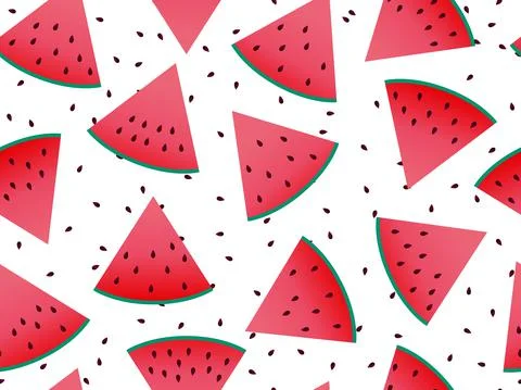 Watermelon slices seamless pattern. Triangular slices of watermelon with seed Illustrazione stock