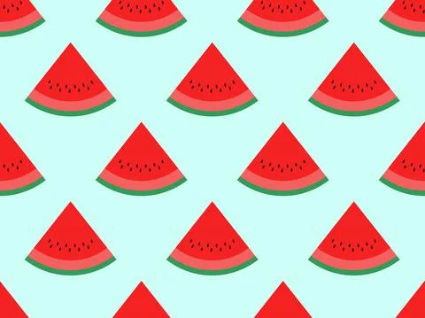 Watermelon slices seamless pattern. Triangular slice of watermelon with seeds Illustrazione stock