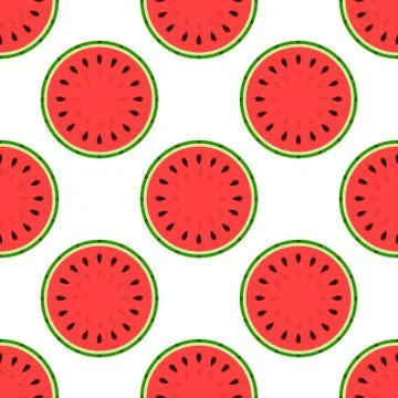 Watermelon slices seamless pattern. Vector illustration. Stock Illustration
