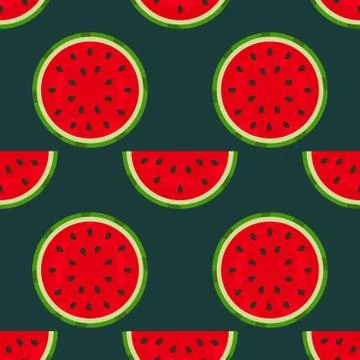 Watermelon slices seamless pattern. Vector illustration. Stock Illustration