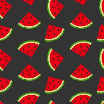 Watermelon slices seamless pattern. Vector illustration. Stock Illustration