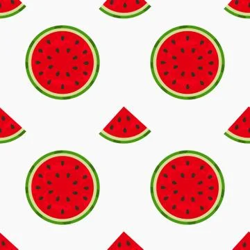 Watermelon slices seamless pattern. Vector illustration. Stock Illustration