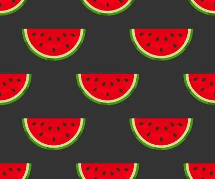 Watermelon slices seamless pattern. Vector illustration. Stock Illustration